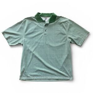 Men's Polo Shirt in Green and White Stripes